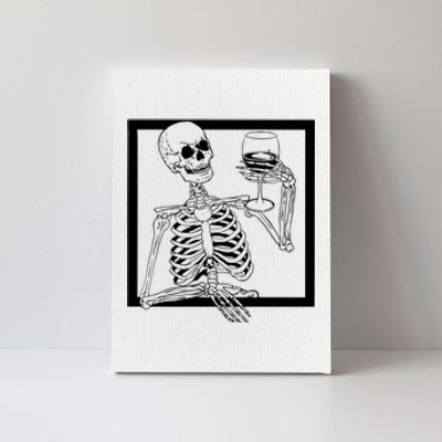 Creepy Skeleton Wine Canvas