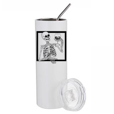 Creepy Skeleton Wine Stainless Steel Tumbler