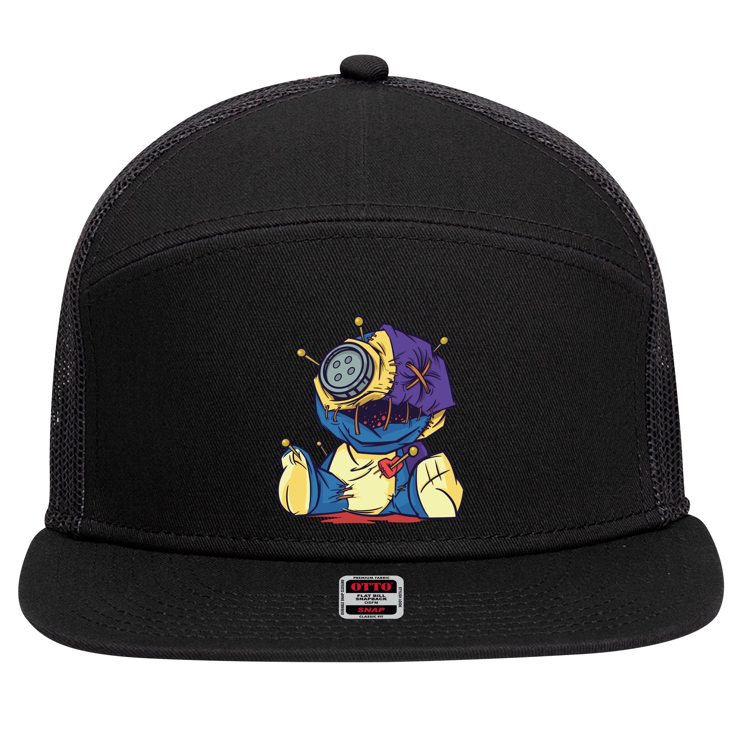 Creepy Voodoo Doll 7 Panel Mesh Trucker Snapback Hat