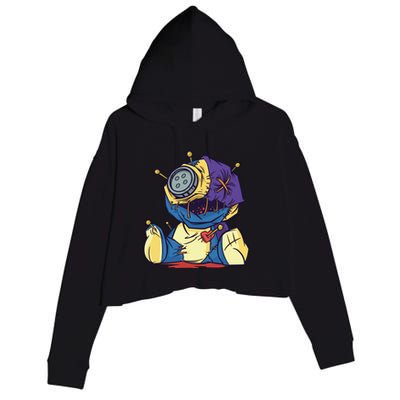 Creepy Voodoo Doll Crop Fleece Hoodie