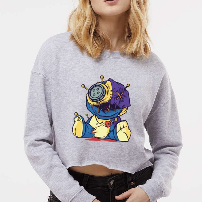 Creepy Voodoo Doll Cropped Pullover Crew