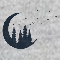 Crescent Moon Flocking Birds Long Sleeve Shirt