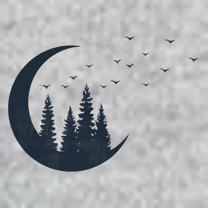 Crescent Moon Flocking Birds Long Sleeve Shirt