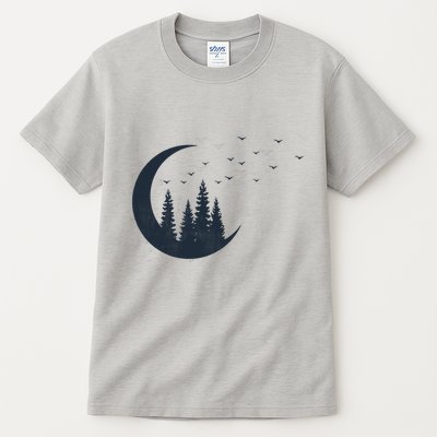 Crescent Moon Flocking Birds Tall T-Shirt