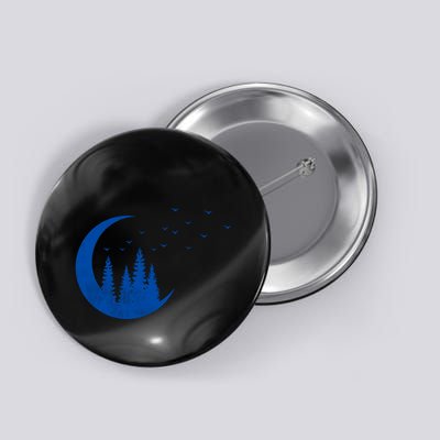 Crescent Moon Flocking Birds Button