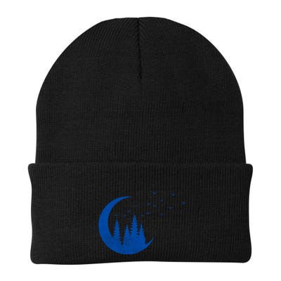 Crescent Moon Flocking Birds Beanie