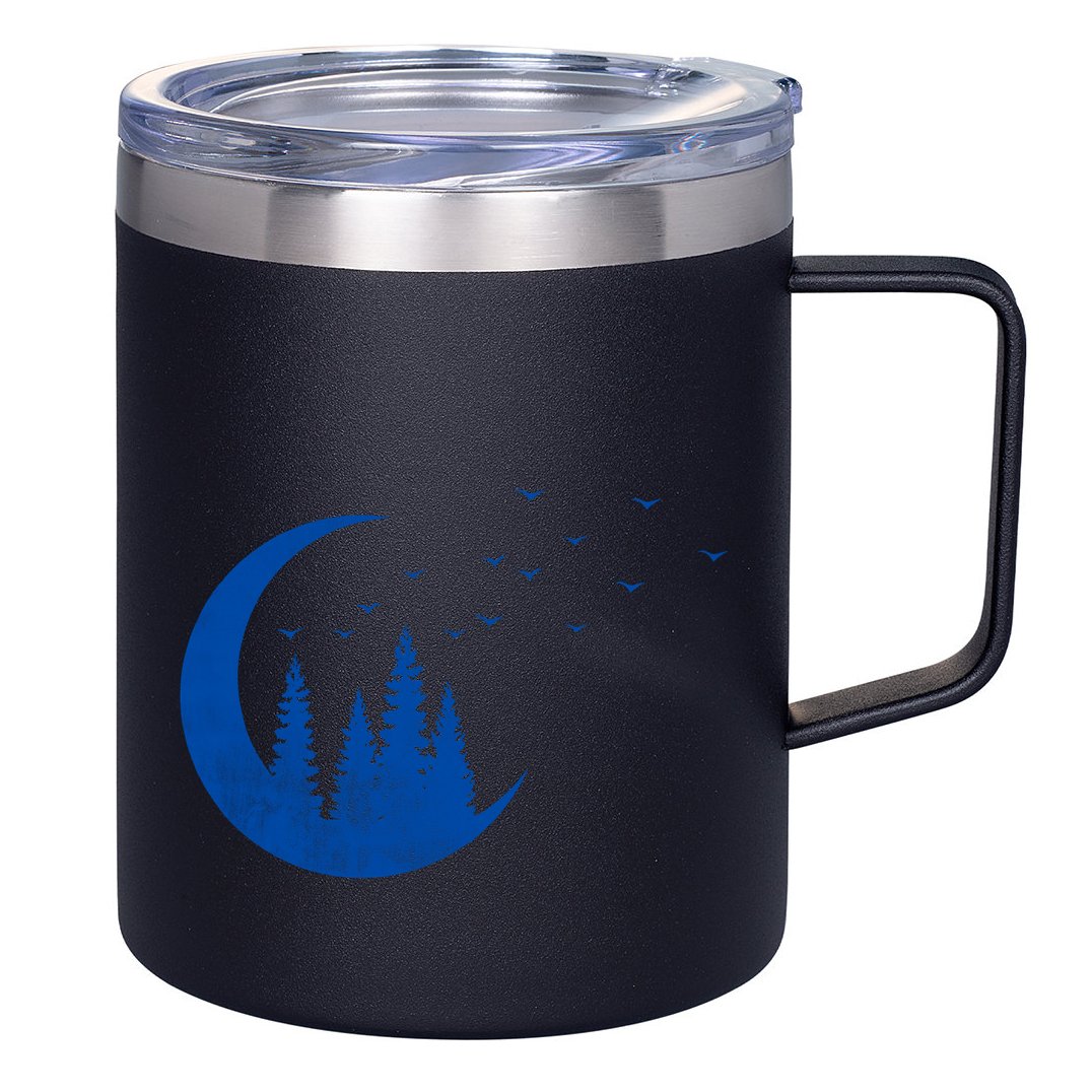 Crescent Moon Flocking Birds 12oz Stainless Steel Coffee Mug