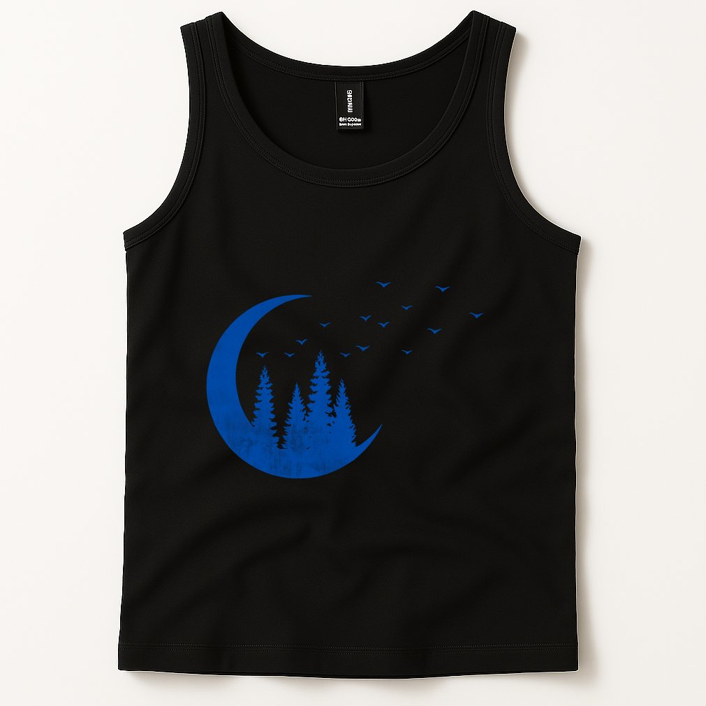Crescent Moon Flocking Birds Tank Top