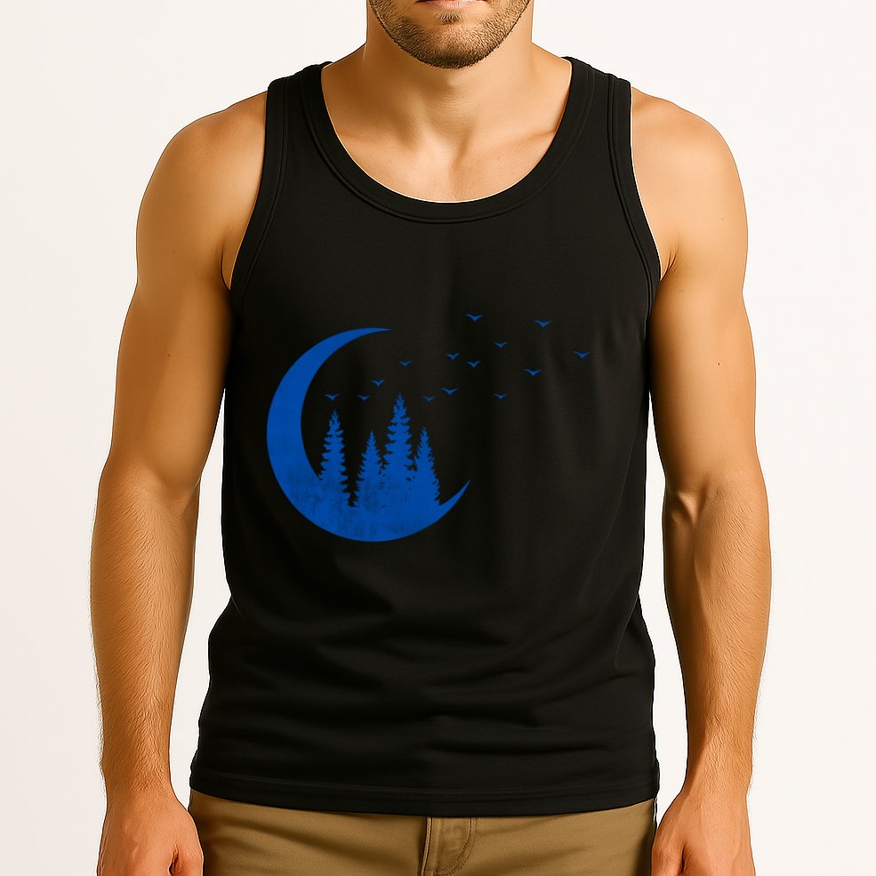 Crescent Moon Flocking Birds Tank Top