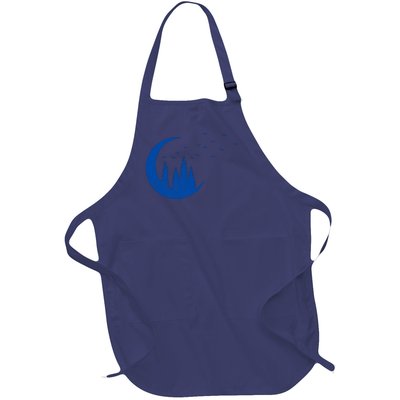 Crescent Moon Flocking Birds Full-Length Apron With Pockets