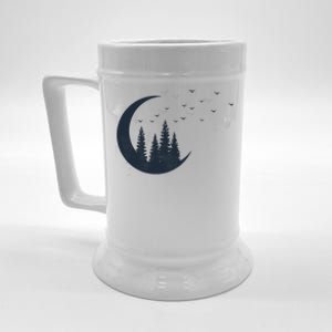 Crescent Moon Flocking Birds Beer Stein