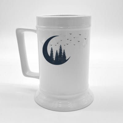 Crescent Moon Flocking Birds Beer Stein