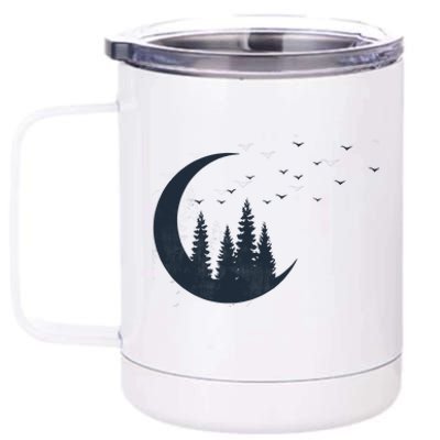 Crescent Moon Flocking Birds 12 oz Stainless Steel Tumbler Cup