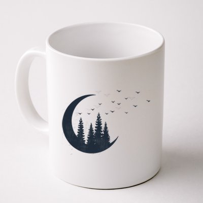 Crescent Moon Flocking Birds Coffee Mug