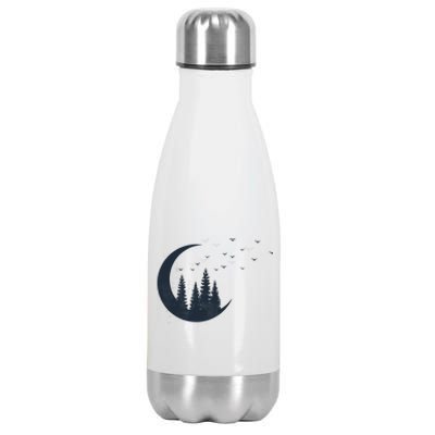 Crescent Moon Flocking Birds Stainless Steel Insulated Water Bottle