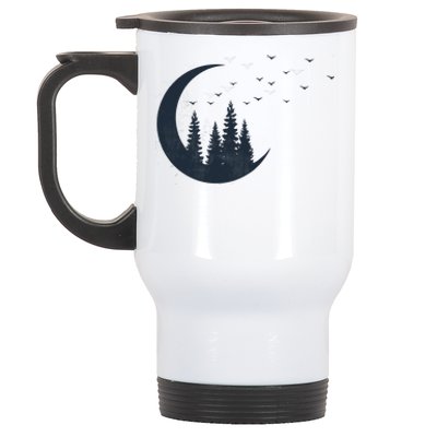 Crescent Moon Flocking Birds Stainless Steel Travel Mug