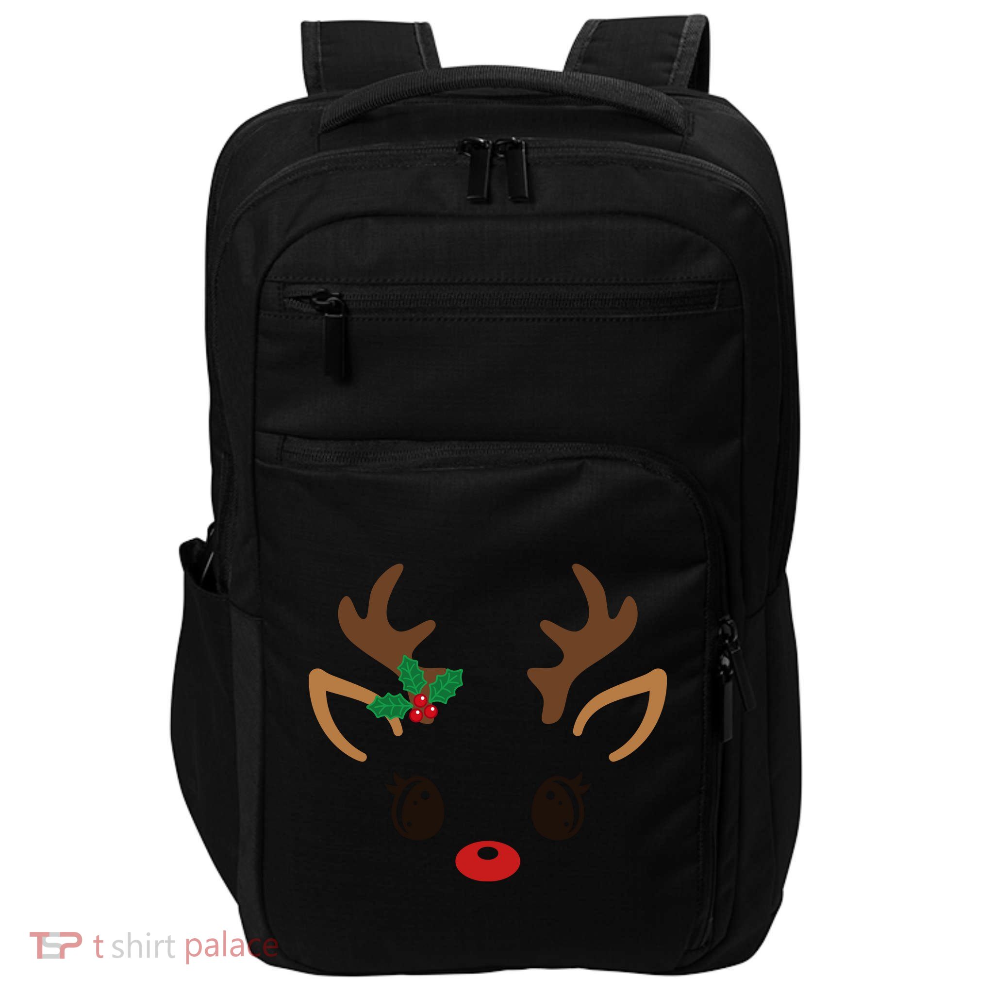 Cute Reindeer Face Christmas Impact Tech Backpack