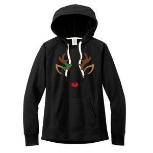 Cute Reindeer Face Christmas Women's Fleece Hoodie