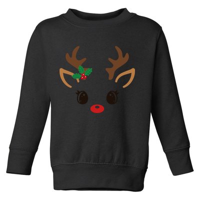 Cute Reindeer Face Christmas Toddler Sweatshirt