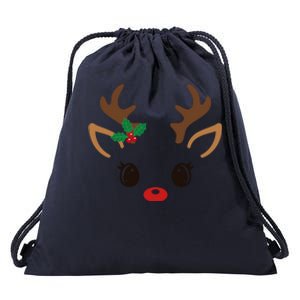 Cute Reindeer Face Christmas Drawstring Bag