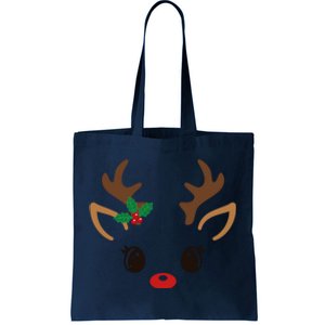 Cute Reindeer Face Christmas Tote Bag