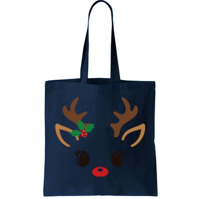 Cute Reindeer Face Christmas Tote Bag