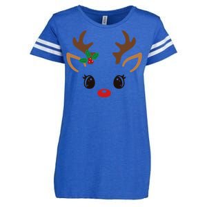 Cute Reindeer Face Christmas Enza Ladies Jersey Football T-Shirt