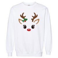 Cute Reindeer Face Christmas Garment-Dyed Sweatshirt