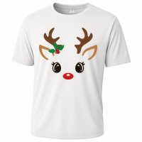 Cute Reindeer Face Christmas Cooling Performance Crew T-Shirt