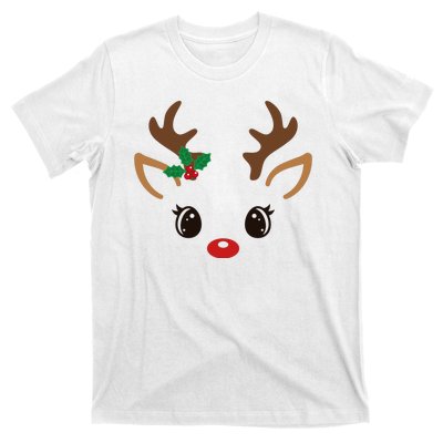 Cute Reindeer Face Christmas T-Shirt