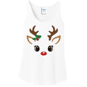 Cute Reindeer Face Christmas Ladies Essential Tank