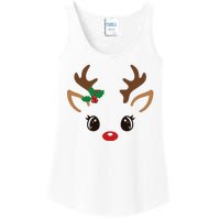 Cute Reindeer Face Christmas Ladies Essential Tank