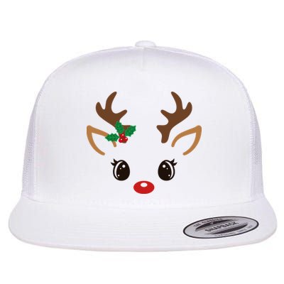 Cute Reindeer Face Christmas Flatbill Hat
