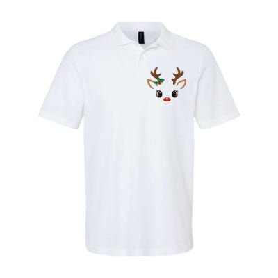 Cute Reindeer Face Christmas Softstyle Adult Sport Polo