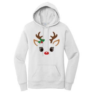 Cute Reindeer Face Christmas Women's Pullover Hoodie