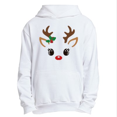 Cute Reindeer Face Christmas Urban Pullover Hoodie