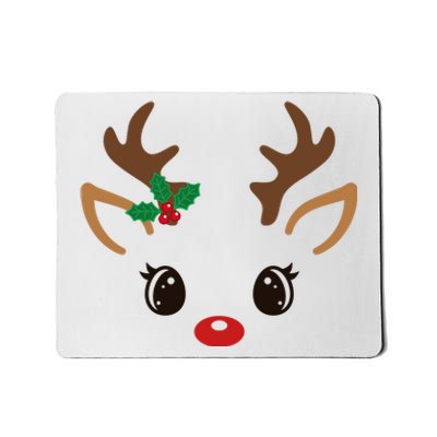 Cute Reindeer Face Christmas Mousepad