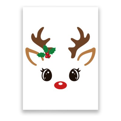 Cute Reindeer Face Christmas Poster