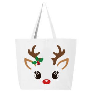 Cute Reindeer Face Christmas 25L Jumbo Tote