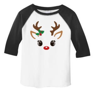 Cute Reindeer Face Christmas Toddler Fine Jersey T-Shirt