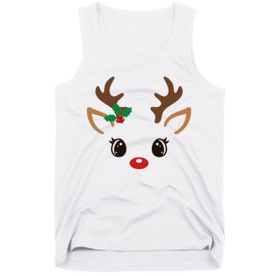 Cute Reindeer Face Christmas Tank Top