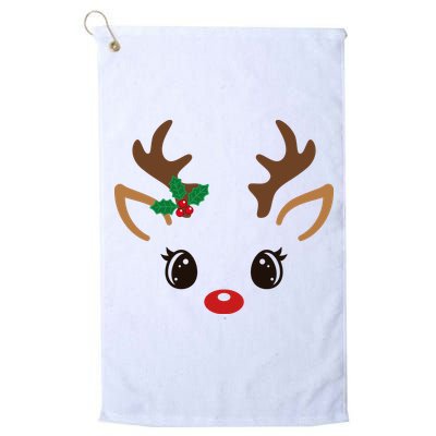 Cute Reindeer Face Christmas Golf Towel