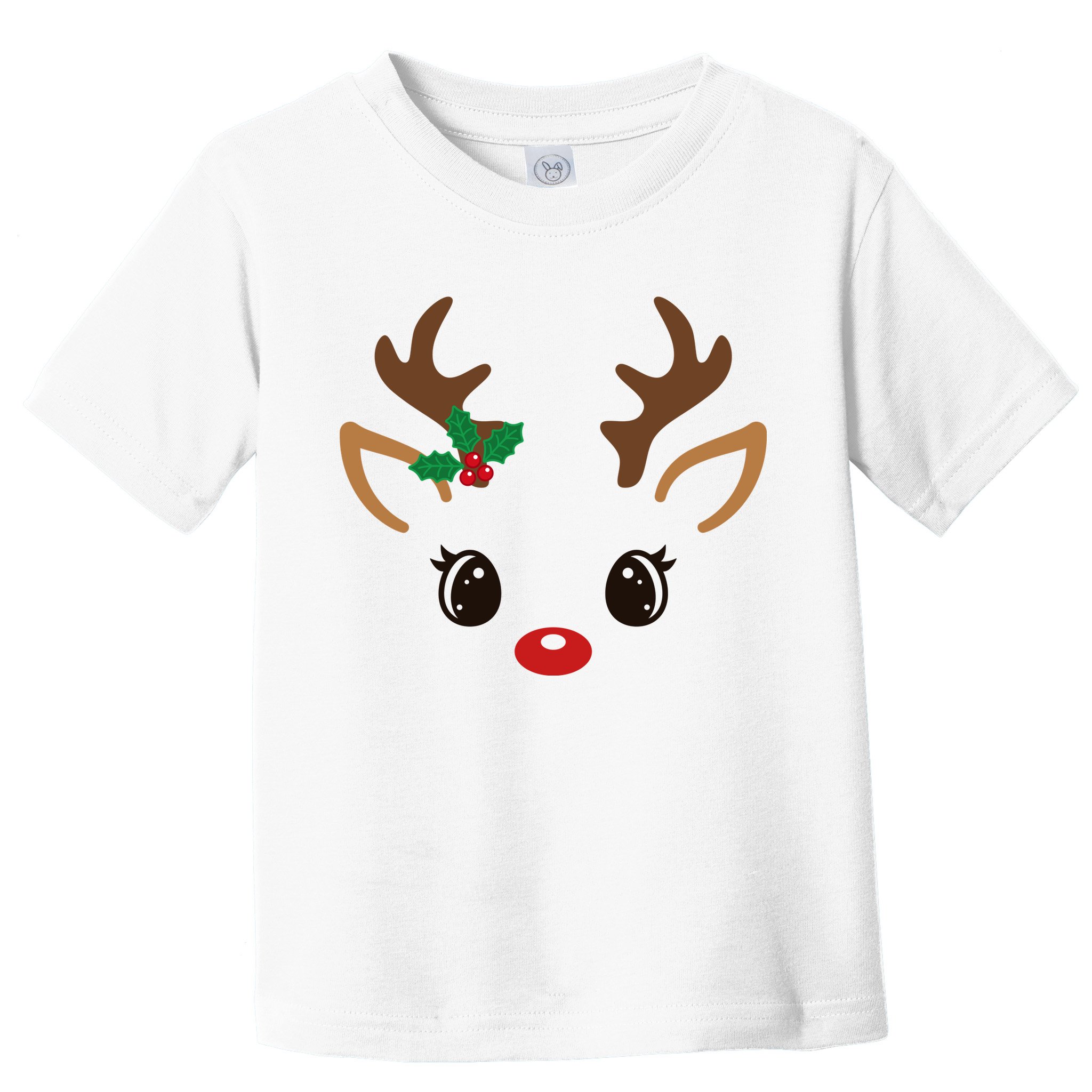 Cute Reindeer Face Christmas Toddler T-Shirt