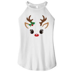 Cute Reindeer Face Christmas Women's Perfect Tri Rocker Tank