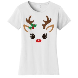 Cute Reindeer Face Christmas Women's T-Shirt