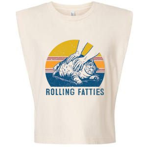 Cat Rolling Fatties Funny Garment-Dyed Women's Muscle Tee