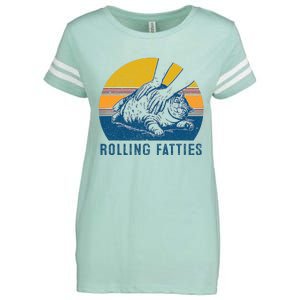 Cat Rolling Fatties Funny Enza Ladies Jersey Football T-Shirt