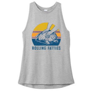 Cat Rolling Fatties Funny Ladies PosiCharge Tri-Blend Wicking Tank