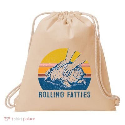 Cat Rolling Fatties Funny Drawstring Bag
