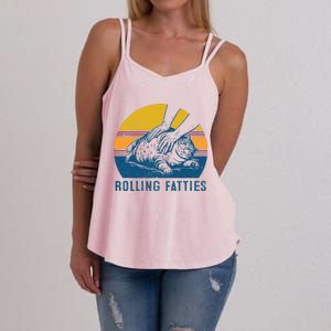 Cat Rolling Fatties Funny Women's Strappy Tank